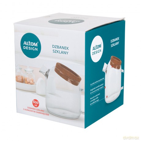 Dzbanek Borosilikat z Korkowym Zamknięciem 800ml (Color Box)