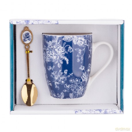 Elisabeth Kubek Nbc 300 Ml Z Łyżeczką Z Porcelanową Wstawką Granatowy w Gift Box Z Pokrywą Pvc