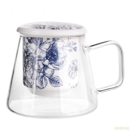 Elisabeth Kubek Szklany Z Porcelanowym Zaparzaczem I Pokrywką 300 Ml Color Box