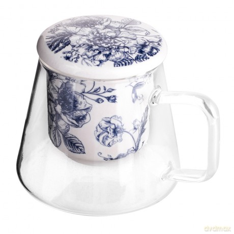 Elisabeth Kubek Szklany Z Porcelanowym Zaparzaczem I Pokrywką 300 Ml Color Box