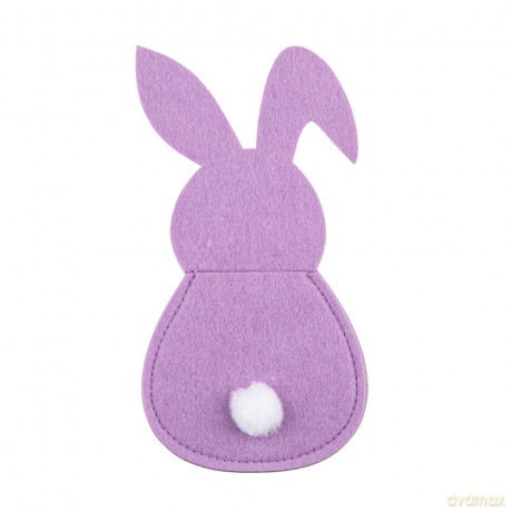 Etui Filcowe Na Sztućce 10x20 cm, Zestaw 4 Szt. Fioletowy Zajączek