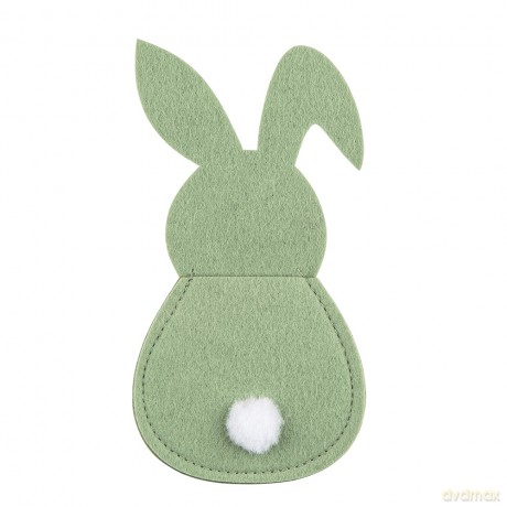 Etui Filcowe Na Sztućce 10x20 cm, Zestaw 4 Szt. Zielony Zajączek