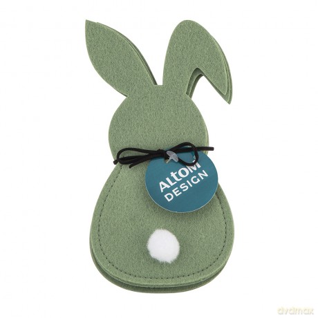 Etui Filcowe Na Sztućce 10x20 cm, Zestaw 4 Szt. Zielony Zajączek