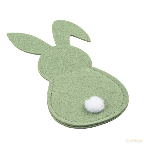 Etui Filcowe Na Sztućce 10x20 cm, Zestaw 4 Szt. Zielony Zajączek