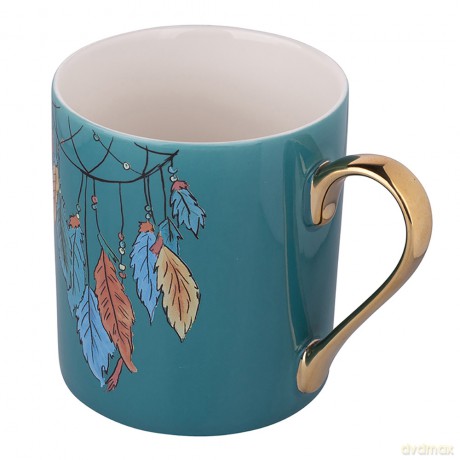 Exotic Kubek Prosty Ze Złotym Uchem Nbc 300 Ml Dek. Pióra Niebieski
