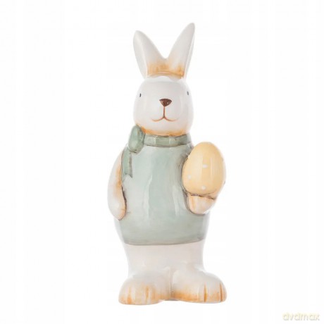 Figurka Ceramiczna Pan Zając 8x6,5x16,5 cm Dek. Zielona Bluzeczka