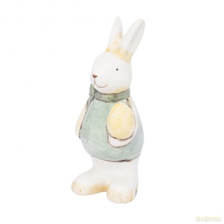 Figurka Ceramiczna Pan Zając 8x6,5x16,5 cm Dek. Zielona Bluzeczka
