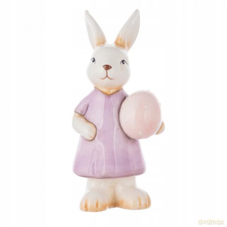 Figurka Ceramiczna Pani Zając 8x6,5x16,5 cm Dek. Fioletowa Sukienka