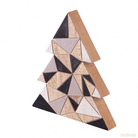 Figurka Drewniana Choinka Geometryczne Wzory 14x15,5x2 cm