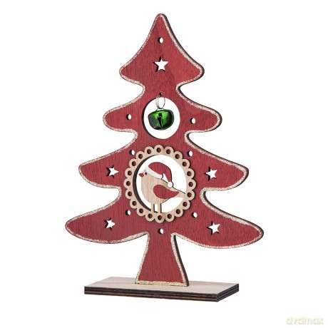 Figurka Drewniana Choinka z Bombką 16,5x5x21,5 cm Czerwona