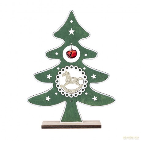 Figurka Drewniana Choinka z Bombką 16,5x5x21,5 cm Zielona