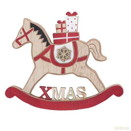 Figurka Drewniana Konik Na Biegunach 18x15 cm Dek. Xmas