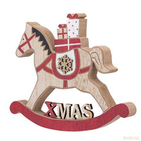 Figurka Drewniana Konik Na Biegunach 18x15 cm Dek. Xmas