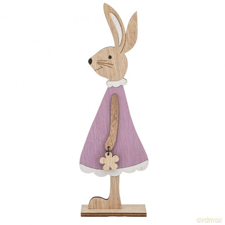 Figurka Pani Zając z Welurową Sukienką 7,5x3,5x22,5 cm Kol. Fioletowy