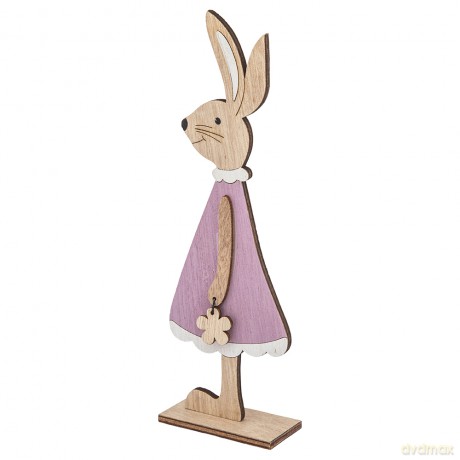 Figurka Pani Zając z Welurową Sukienką 7,5x3,5x22,5 cm Kol. Fioletowy