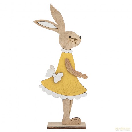 Figurka Pani Zając z Welurową Sukienką 8,5x3,5x22,5 cm Kol. Żółty