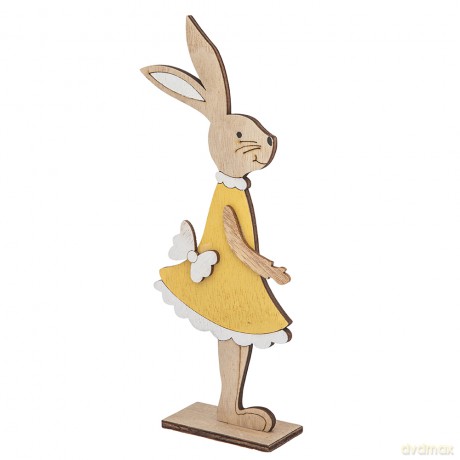 Figurka Pani Zając z Welurową Sukienką 8,5x3,5x22,5 cm Kol. Żółty