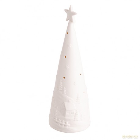 Figurka Porcelanowa Choinka Oświetlenie Led 8,5x8,5x20,5 cm