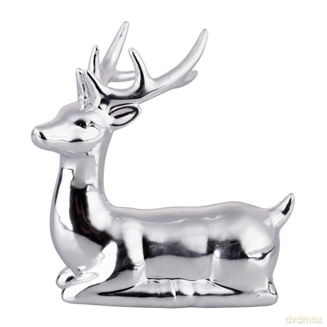 Figurka Porcelanowa Renifer 13,5x7,5x14 cm Srebrny