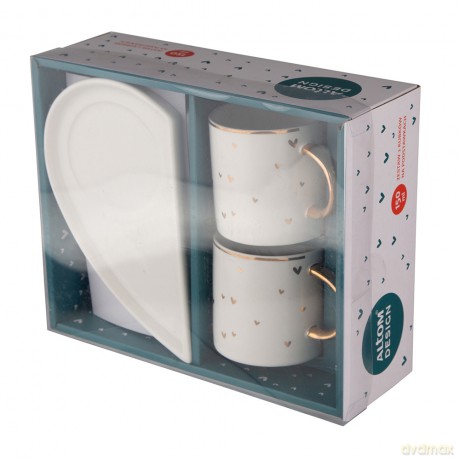Filiżanki 150 Ml Ze Spodkami Nbc Komplet 2 Szt. Białe Gift Box Z Pokrywą Pvc