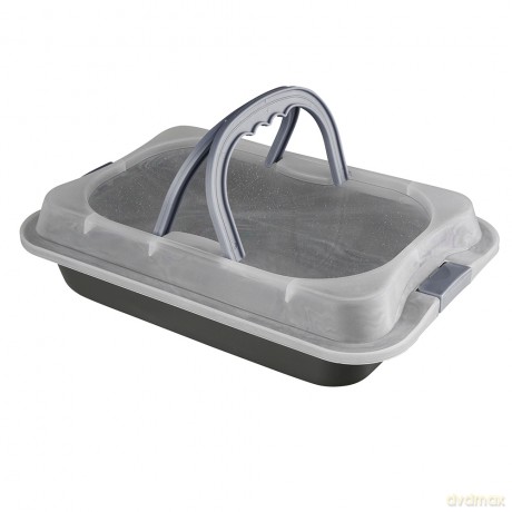 Forma Prostokątna Do Ciasta 36,3x24,5x H5,5cm z Plastikową Pokrywą I Uchwytem
