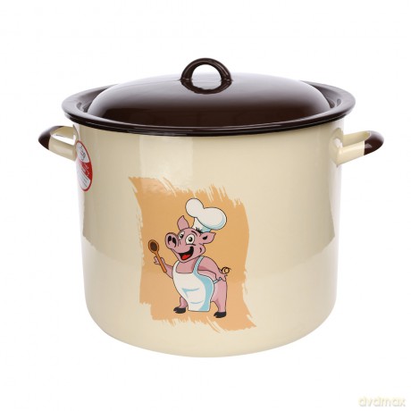Garnek Do Bigosu Krem 16,6l 30cm, H-25cm z Pokrywą, Zdobiony