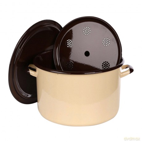 Garnek Do Gotowania Słoików 13,6l Śr.30cm Wys.20cm Krem/Ciemny Środek z Pokrywą