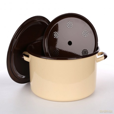Garnek Do Gotowania Słoików 13,6l Śr.30cm Wys.20cm Krem/Ciemny Środek z Pokrywą