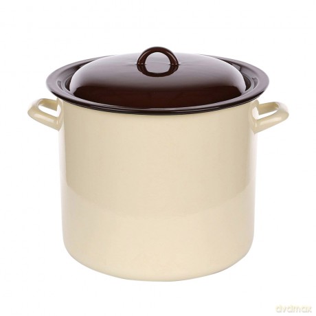 Garnek Prosty 14,2l Śr.28cm Wys.25cm Krem/Ciemny Środek z Pokrywą