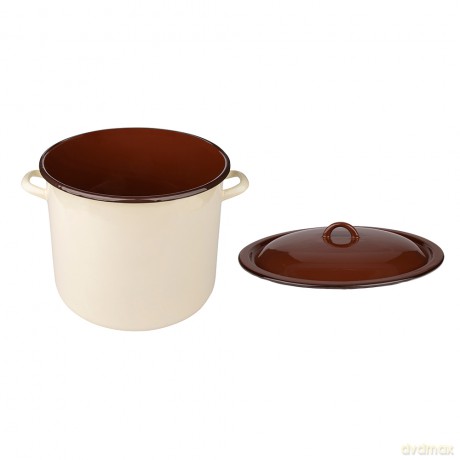 Garnek Prosty 16,6l Śr.30cm Wys.25,2cm Krem/Ciemny Środek z Pokrywą