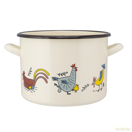 Garnek Prosty 5,8l Śr.22cm Wys.16cm Dek. Kurki