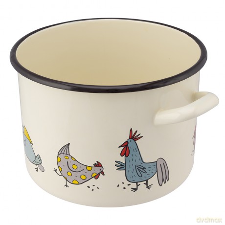 Garnek Prosty 7,5l Śr.24cm Wys.17cm Dek. Kurki