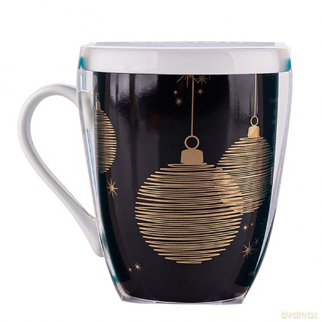 Golden Christmas Kubek Nbc 300 Ml Z Zaparzaczem I Pokrywką Czarny w Opasce Pvc B/Z