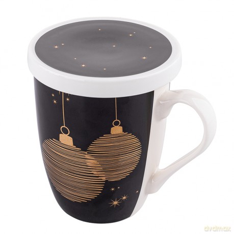 Golden Christmas Kubek Nbc 300 Ml Z Zaparzaczem I Pokrywką Czarny w Opasce Pvc B/Z