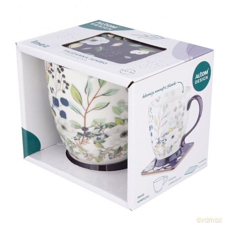 Inez Filiżanka Jumbo Na Stopce Nbc 400 Ml Z Podkładką Dek. B Gift Box