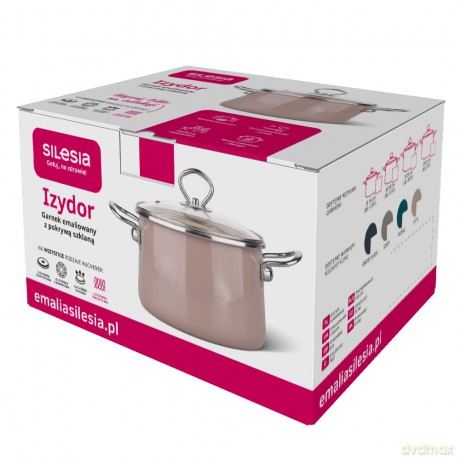 Izydor Garnek Emal. z Pok.Szkl. Latte 22cm