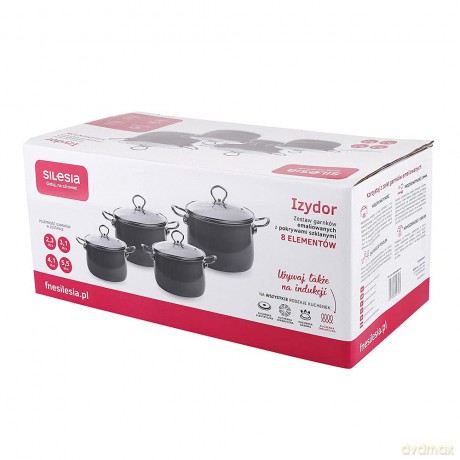 Izydor Komplet 8 El. Garnków Emaliowanych Latte