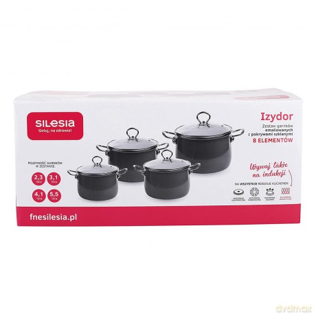 Izydor Komplet 8 El. Garnków Emaliowanych Latte