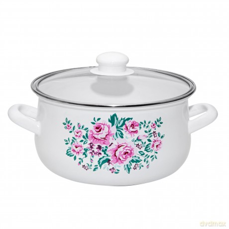 Klara Komplet 8el.Garnków Emal. z Pok.Szkl. 16-22cm Dek. Charlotta Jasna