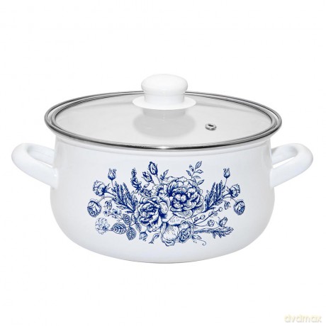 Klara Komplet 8el.Garnków Emal. z Pok.Szkl. 16-22cm Dek. Elisabeth