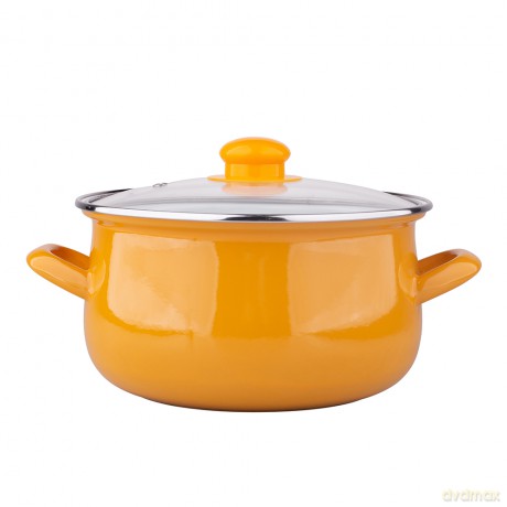 Klara Komplet 8el.Garnków Emal. z Pok.Szkl. 16-22cm Żółty