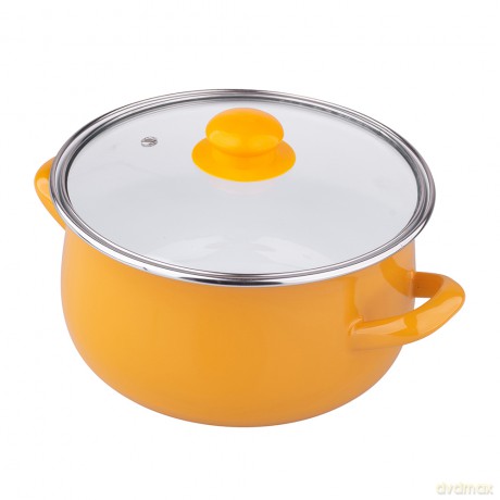 Klara Komplet 8el.Garnków Emal. z Pok.Szkl. 16-22cm Żółty