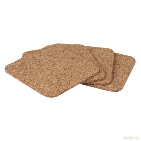 Komplet 4 Podkładek Kwadratowych 20x20cm Korek Naturalny