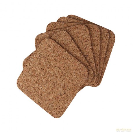 Komplet 6 Podkładek Kwadratowych 10x10cm Korek Naturalny