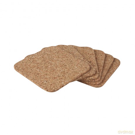 Komplet 6 Podkładek Kwadratowych 10x10cm Korek Naturalny