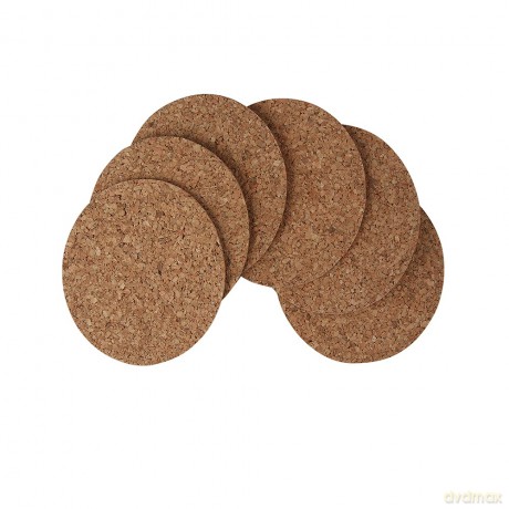 Komplet 6 Podkładek Okrągłych Śr.10cm Korek Naturalny