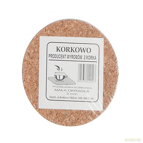 Komplet 6 Podkładek Okrągłych Śr.10cm Korek Naturalny