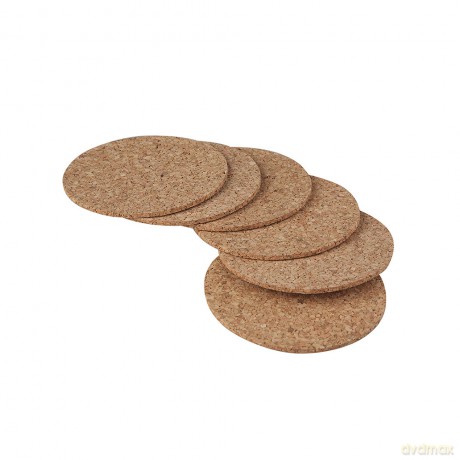 Komplet 6 Podkładek Okrągłych Śr.10cm Korek Naturalny