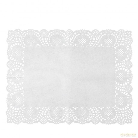 Komplet 8 Serwetek Prostokątnych Papierowych Pod Ciasto 40x30 cm Biały