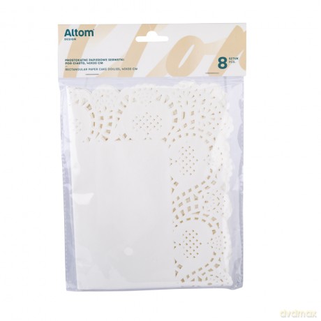 Komplet 8 Serwetek Prostokątnych Papierowych Pod Ciasto 40x30 cm Biały